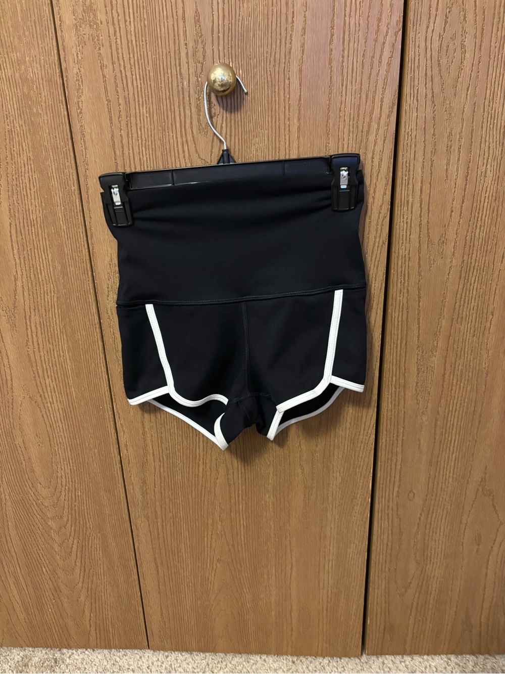 Free People High-Waist Black Athletic Shorts with White Trim